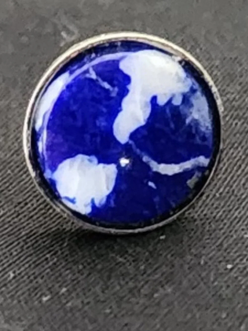 Vintage Silver-Toned Tie Tack with Blue Marbled Stone